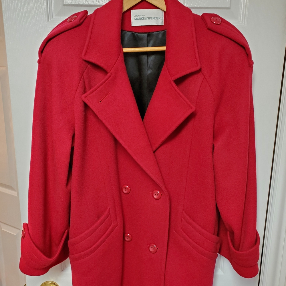 Marks & Spencer Bold Red Pea Coat LIKE NEW - Picture 2 of 13
